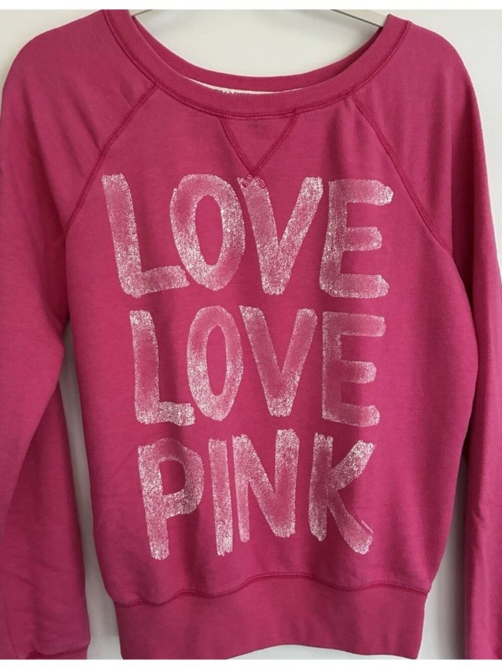 Victoria's Secret PINK Crewneck Sweatshirt Pink Leopard Heart Print Small SP